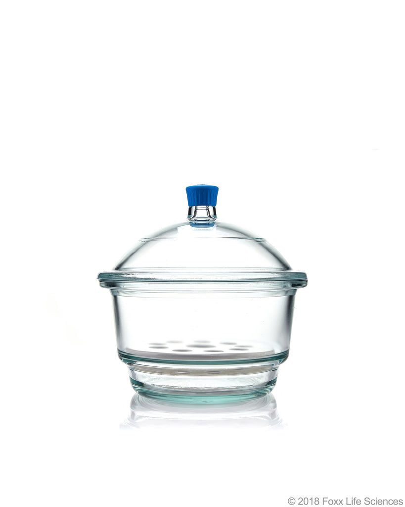 Borosil® Desiccator With Cover and Porcelain Plate - Plastic Knob - Borosilicate Glass 250 mm CS/1