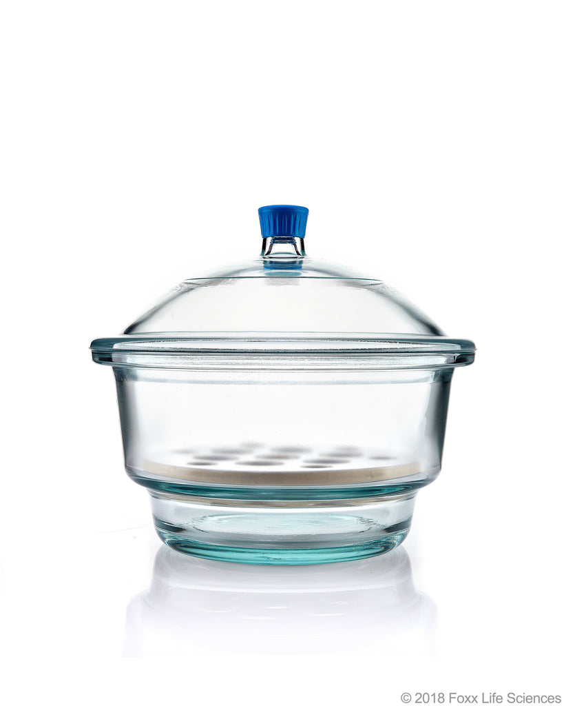 Borosil® Desiccator With Cover and Porcelain Plate - Plastic Knob - Borosilicate Glass 300 mm CS/1